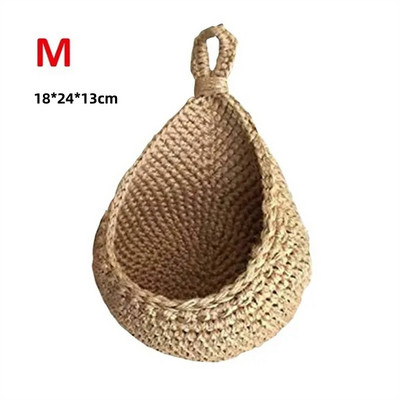 XS-XXL Geantă de depozitare pentru articole diverse, fixată pe perete, coșuri cu fructe, cu legume, pentru agățat pe perete, organizator de bucătărie cu lacrimă ecologică din iută