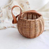 Pletena košara za pohranu biljaka Pletene viseće košare Vrtna vaza za cvijeće Posuda za biljke s kožnom ručkom Košare za pohranu