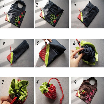 Τσάντα αγορών σε σχήμα φράουλας Φορητή τσάντα αγορών Πτυσσόμενη φράουλα επαναχρησιμοποιούμενη Συμπαγής τσάντα αγορών για χρήση οικολογικής ανακύκλωσης