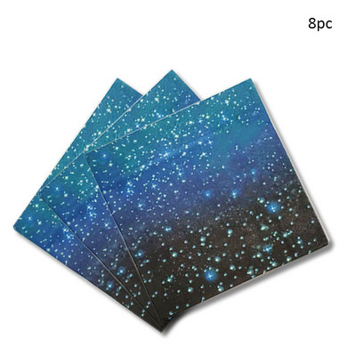 8 τμχ Starry Sky Επιτραπέζιο σκεύος μιας χρήσης Χρόνια πολλά Διακόσμηση πάρτι Navy Blue Πιάτα Κύπελλα Kid Andults Galaxy Table Baby Shower