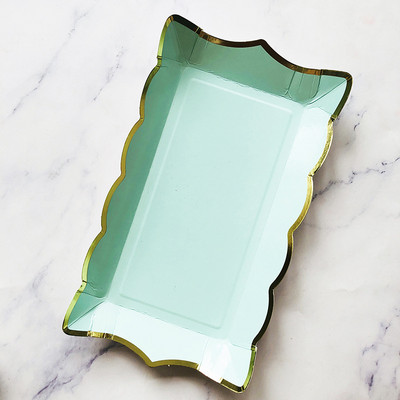 4 bucăți vesela de unică folosință farfurii din hârtie pentru petrecere, dreptunghiulară, pentru desert, tavă pentru tort, nuntă, decorare pentru petrecerea de naștere, consumabile pentru baby shower