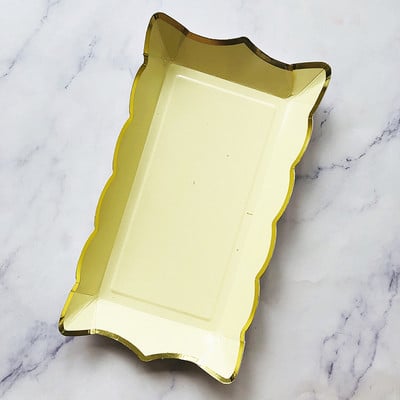 4 bucăți vesela de unică folosință farfurii din hârtie pentru petrecere, dreptunghiulară, pentru desert, tavă pentru tort, nuntă, decorare pentru petrecerea de naștere, consumabile pentru baby shower