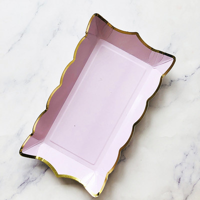 4 bucăți vesela de unică folosință farfurii din hârtie pentru petrecere, dreptunghiulară, pentru desert, tavă pentru tort, nuntă, decorare pentru petrecerea de naștere, consumabile pentru baby shower