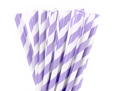 25 τμχ Μωβ και ανοιχτό μωβ ρίγες χάρτινα καλαμάκια για γενέθλια διακοσμητικά πάρτι γάμου Προμήθειες καλαμάκια