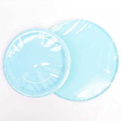 8gab. Papīra vienreizlietojamie šķīvji Pasteliski šķīvji Bērnu duša 1. dzimšanas dienas svinību dekorēšanai galda piederumi, zili rozā kristību kristības