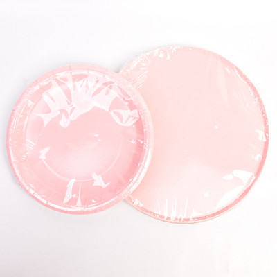 8gab. Papīra vienreizlietojamie šķīvji Pasteliski šķīvji Bērnu duša 1. dzimšanas dienas svinību dekorēšanai galda piederumi, zili rozā kristību kristības