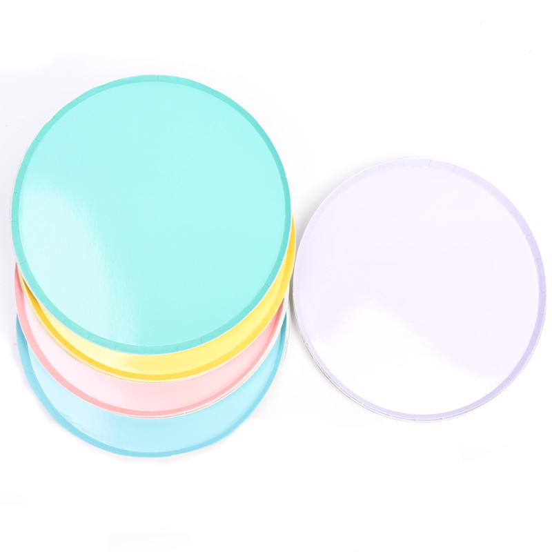 8gab. Papīra vienreizlietojamie šķīvji Pasteliski šķīvji Bērnu duša 1. dzimšanas dienas svinību dekorēšanai galda piederumi, zili rozā kristību kristības