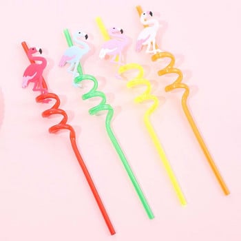 4 ΤΕΜ. Επαναχρησιμοποιήσιμα Unicorn Mermaid Flamingo Straw Smoothie Drinking Plastic Straws for Milkshake Ice Drinks Προμήθειες για παιδικά φρούτα για πάρτι