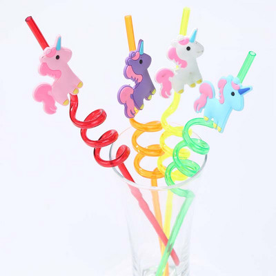 4 ΤΕΜ. Επαναχρησιμοποιήσιμα Unicorn Mermaid Flamingo Straw Smoothie Drinking Plastic Straws for Milkshake Ice Drinks Προμήθειες για παιδικά φρούτα για πάρτι