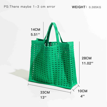 Луксозна дизайнерска дамска плажна пазарска чанта с голяма вместимост Издълбана плетена чанта за пазаруване Дамска дамска чанта