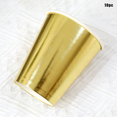 Set de 10 bucăți, auriu, argintiu, aur trandafir, set de veselă de unică folosință, farfurii din hârtie de culoare solidă, cești, pentru nuntă, pentru petrecerea de aniversare, Anul Nou 2023