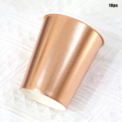 Set de 10 bucăți, auriu, argintiu, aur trandafir, set de veselă de unică folosință, farfurii din hârtie de culoare solidă, cești, pentru nuntă, pentru petrecerea de aniversare, Anul Nou 2023