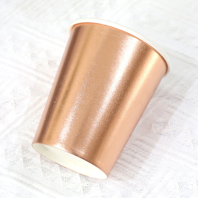 Set de 10 bucăți, auriu, argintiu, aur trandafir, set de veselă de unică folosință, farfurii din hârtie de culoare solidă, cești, pentru nuntă, pentru petrecerea de aniversare, Anul Nou 2023