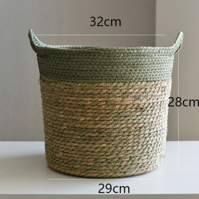 Käsitsi kootud õlgedest hoiukorv Taim pottides mitmesugused esemed, mererohust punutud rotangist istutusmasina komplekt lillekorvi konteiner