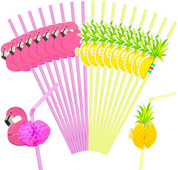 50gab plastmasas salmiņi Flamingo ananāsu salmiņi kokteiļu salmiņi Havaju salu tropu dzimšanas dienas svinību dekorācijas kāzu piederumi