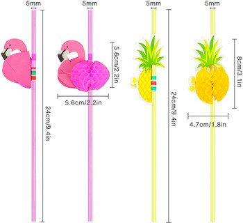 50 τμχ Πλαστικά καλαμάκια Flamingo Ανανάς Καλαμάκια για κοκτέιλ Καλαμάκια Χαβάης Τροπικό Διακόσμηση πάρτι γενεθλίων Προμήθειες γάμου