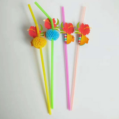 50gab plastmasas salmiņi Flamingo ananāsu salmiņi kokteiļu salmiņi Havaju salu tropu dzimšanas dienas svinību dekorācijas kāzu piederumi