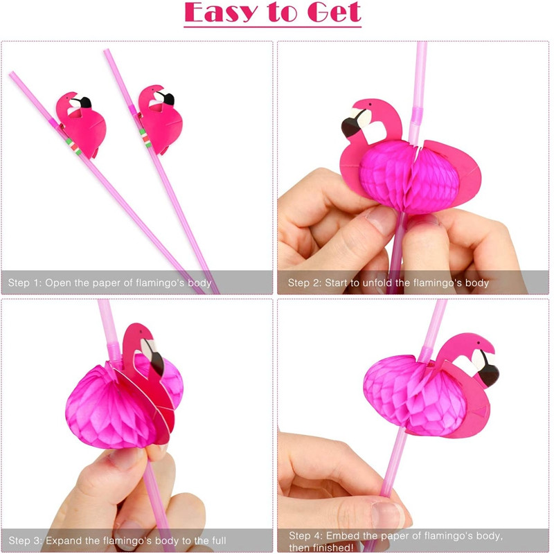 50gab plastmasas salmiņi Flamingo ananāsu salmiņi kokteiļu salmiņi Havaju salu tropu dzimšanas dienas svinību dekorācijas kāzu piederumi