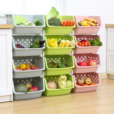 2022 New Durable Stackable Storage Basket Hollow Fruit Vegetable Storage Box Kitchen Organizer Basket Home Kitchen Drain Basket