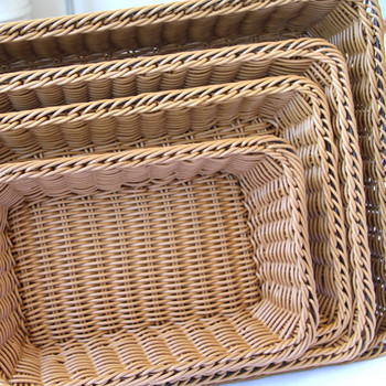 Ратанова кошница за хляб Кухня Храна Пикник Разни контейнери Ръчно тъкана бамбукова кошница за съхранение Ястие с плодови бонбони