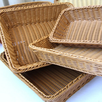 Ратанова кошница за хляб Кухня Храна Пикник Разни контейнери Ръчно тъкана бамбукова кошница за съхранение Ястие с плодови бонбони