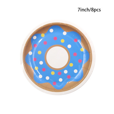 1Σετ ντόνατς Επιτραπέζια σκεύη μιας χρήσης Χάρτινα πιάτα Φλιτζάνια Κουτιά καραμελών για χριστουγεννιάτικα στολίδια πάρτι για κορίτσια DIY Προμήθειες για πάρτι