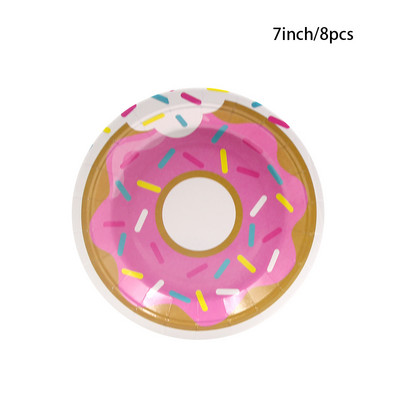 1Σετ ντόνατς Επιτραπέζια σκεύη μιας χρήσης Χάρτινα πιάτα Φλιτζάνια Κουτιά καραμελών για χριστουγεννιάτικα στολίδια πάρτι για κορίτσια DIY Προμήθειες για πάρτι