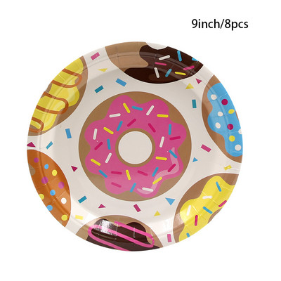 1Σετ ντόνατς Επιτραπέζια σκεύη μιας χρήσης Χάρτινα πιάτα Φλιτζάνια Κουτιά καραμελών για χριστουγεννιάτικα στολίδια πάρτι για κορίτσια DIY Προμήθειες για πάρτι