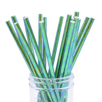 25 de bucăți paie de hârtie iridescente curcubeu pentru baby shower, nuntă, petrecere de ziua de naștere, furnituri de decorare, amestec de hârtie de paie de băut