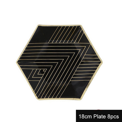 Musta valge triibuga ühekordsed lauanõud Pulmapeo Pabertaldrikud Salvrätikud Tassid Õlekõrred Laste sünnipäevapeo uusaastakaunistus