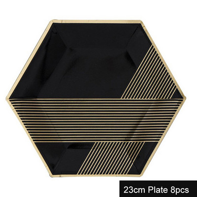 Musta valge triibuga ühekordsed lauanõud Pulmapeo Pabertaldrikud Salvrätikud Tassid Õlekõrred Laste sünnipäevapeo uusaastakaunistus