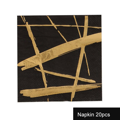 Musta valge triibuga ühekordsed lauanõud Pulmapeo Pabertaldrikud Salvrätikud Tassid Õlekõrred Laste sünnipäevapeo uusaastakaunistus