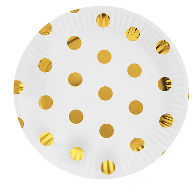 10 bucăți/lot 7 inch folie de aur cu puncte pentru ziua de naștere, pentru nunta, pentru decorare, farfurii de hârtie de unică folosință, favoruri pentru baby shower.