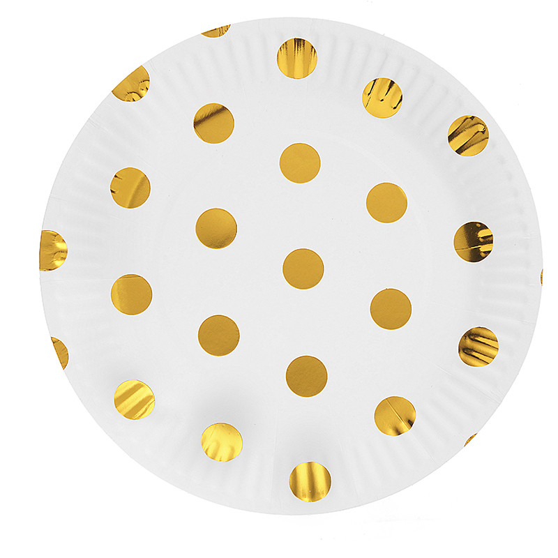 10 bucăți/lot 7 inch folie de aur cu puncte pentru ziua de naștere, pentru nunta, pentru decorare, farfurii de hârtie de unică folosință, favoruri pentru baby shower.