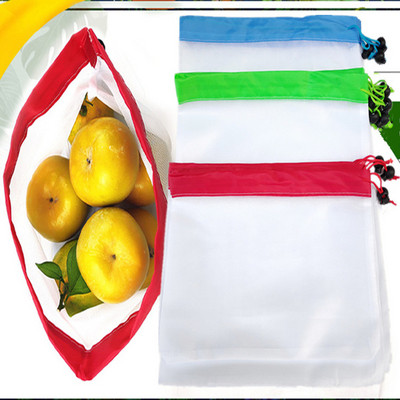Επαναχρησιμοποιήσιμη τσάντα αποθήκευσης & οργάνωσης παντοπωλείου Κουζίνα ρυθμιζόμενη νάιλον τσάντα με κορδόνια φρούτων λαχανικών Παιχνίδια αποθήκευσης Τσάντες παραγωγής πλέγματος