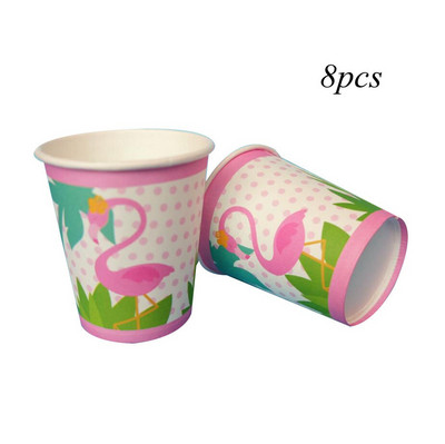 1 komplekt Flamingo ühekordseks kasutamiseks mõeldud lauanõude komplektid Ümmargused pabertopside taldrik flamingo-teemaliste pulmade suve sünnipäevapeo kaunistuste jaoks