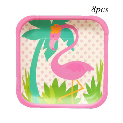 1 komplekt Flamingo ühekordseks kasutamiseks mõeldud lauanõude komplektid Ümmargused pabertopside taldrik flamingo-teemaliste pulmade suve sünnipäevapeo kaunistuste jaoks