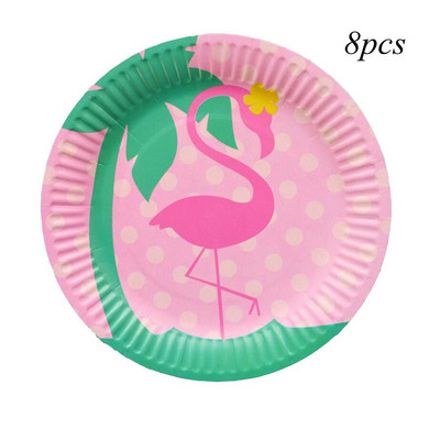 1 komplekt Flamingo ühekordseks kasutamiseks mõeldud lauanõude komplektid Ümmargused pabertopside taldrik flamingo-teemaliste pulmade suve sünnipäevapeo kaunistuste jaoks