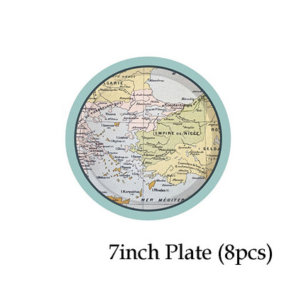 Tema karte svijeta Posuđe za jednokratnu upotrebu Festival putovanja Papirnati tanjur Slamka Dekoracija za zabavu za umirovljenje Rođendanski pribor