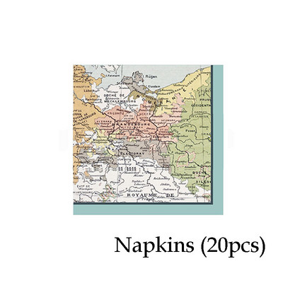 Tema karte svijeta Posuđe za jednokratnu upotrebu Festival putovanja Papirnati tanjur Slamka Dekoracija za zabavu za umirovljenje Rođendanski pribor