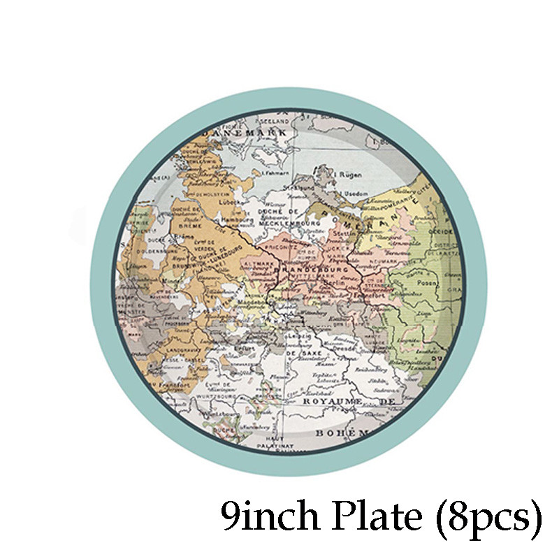Tema karte svijeta Posuđe za jednokratnu upotrebu Festival putovanja Papirnati tanjur Slamka Dekoracija za zabavu za umirovljenje Rođendanski pribor