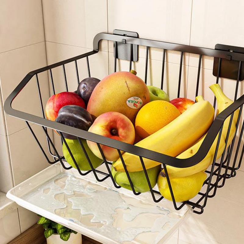 Nerūdijančio plieno daržovių vaisių laikymo krepšelis virtuvės laikiklis Metalinė vielinė kriauklės kanalizacija Bulvių svogūnai Pakabinama lentyna prie sienos