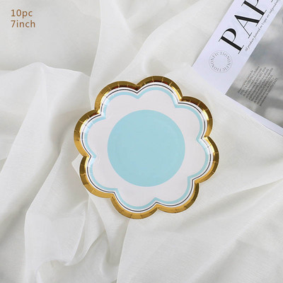 Χάρτινο πιάτο μιας χρήσης σε σχήμα πετάλου 7 ιντσών Χαρτί πιάτο γενεθλίων Macaron 9 ιντσών Επιδόρπιο Πιάτο κέικ για πάρτι Happy Birthday