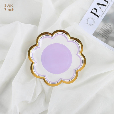 Χάρτινο πιάτο μιας χρήσης σε σχήμα πετάλου 7 ιντσών Χαρτί πιάτο γενεθλίων Macaron 9 ιντσών Επιδόρπιο Πιάτο κέικ για πάρτι Happy Birthday