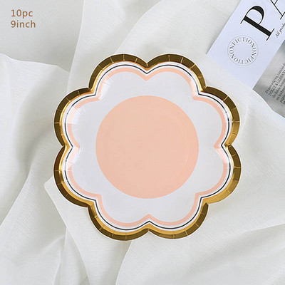 Χάρτινο πιάτο μιας χρήσης σε σχήμα πετάλου 7 ιντσών Χαρτί πιάτο γενεθλίων Macaron 9 ιντσών Επιδόρπιο Πιάτο κέικ για πάρτι Happy Birthday