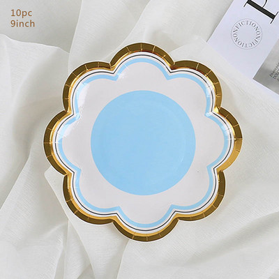 Χάρτινο πιάτο μιας χρήσης σε σχήμα πετάλου 7 ιντσών Χαρτί πιάτο γενεθλίων Macaron 9 ιντσών Επιδόρπιο Πιάτο κέικ για πάρτι Happy Birthday