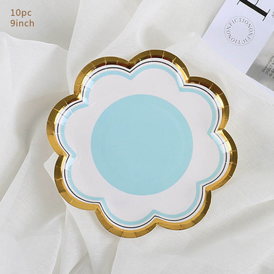 Χάρτινο πιάτο μιας χρήσης σε σχήμα πετάλου 7 ιντσών Χαρτί πιάτο γενεθλίων Macaron 9 ιντσών Επιδόρπιο Πιάτο κέικ για πάρτι Happy Birthday