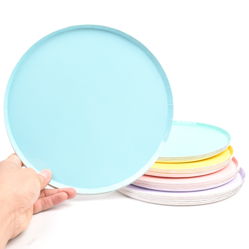 8 tk pastelltaldrikud Macaron Rainbow 1. sünnipäevapeo kaunistus lauanõud Sinine roosa Baby Shower ristimispaberist ühekordne taldrik