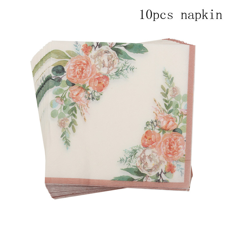 Χαρτί με λουλούδια Επιτραπέζια σκεύη μιας χρήσης προμήθειες για πάρτι τσαγιού χάρτινο πιάτο φλιτζάνι χαρτοπετσέτα ντους μωρού διακόσμηση πάρτι γενεθλίων διακόσμηση γάμου