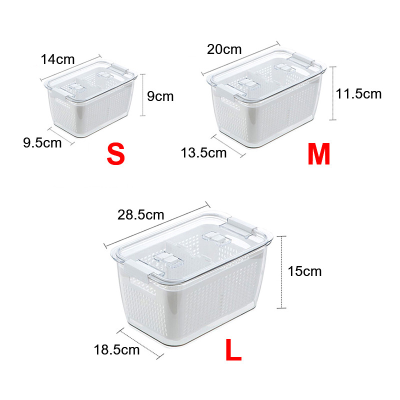 Šaldytuvo laikymo dėžė Dvisluoksnis šaldytuvas Daržovių Vaisių Dėžės Drenažo krepšelis su dangteliu Maisto konservavimo dėžutė Virtuvė Sutvarkyti